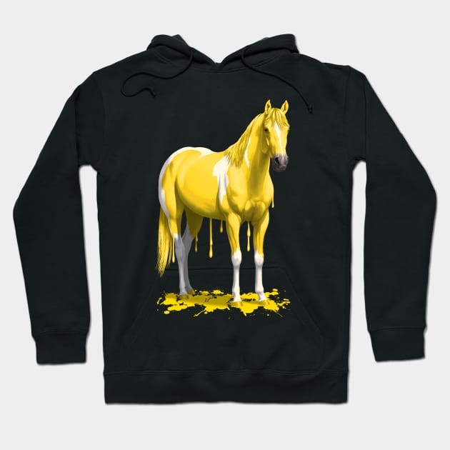 Funny Bright Yellow Dripping Wet Pinto Paint Horse Hoodie by csforest